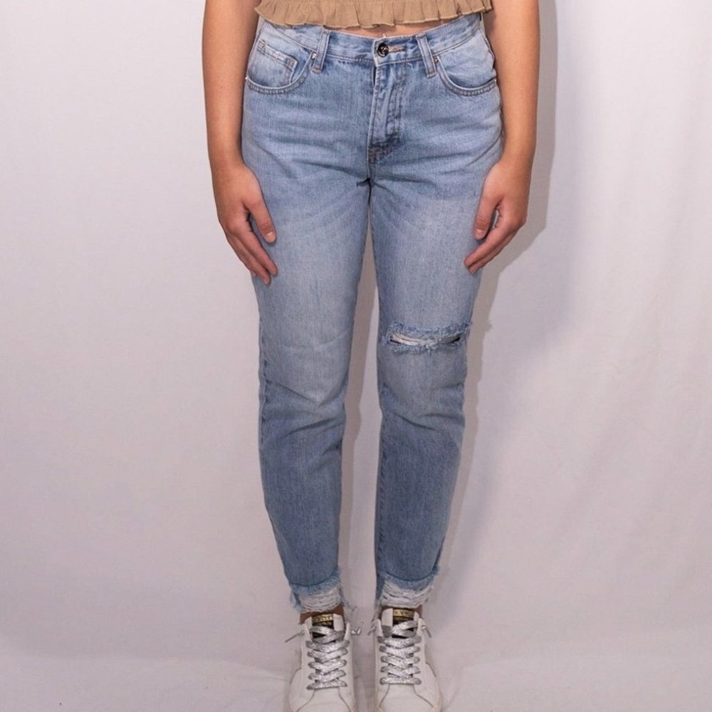 High Waisted Slit Back Jeans